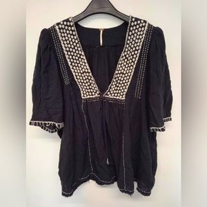 NWOT FREE PEOPLE Bohemian Blouse Black size L